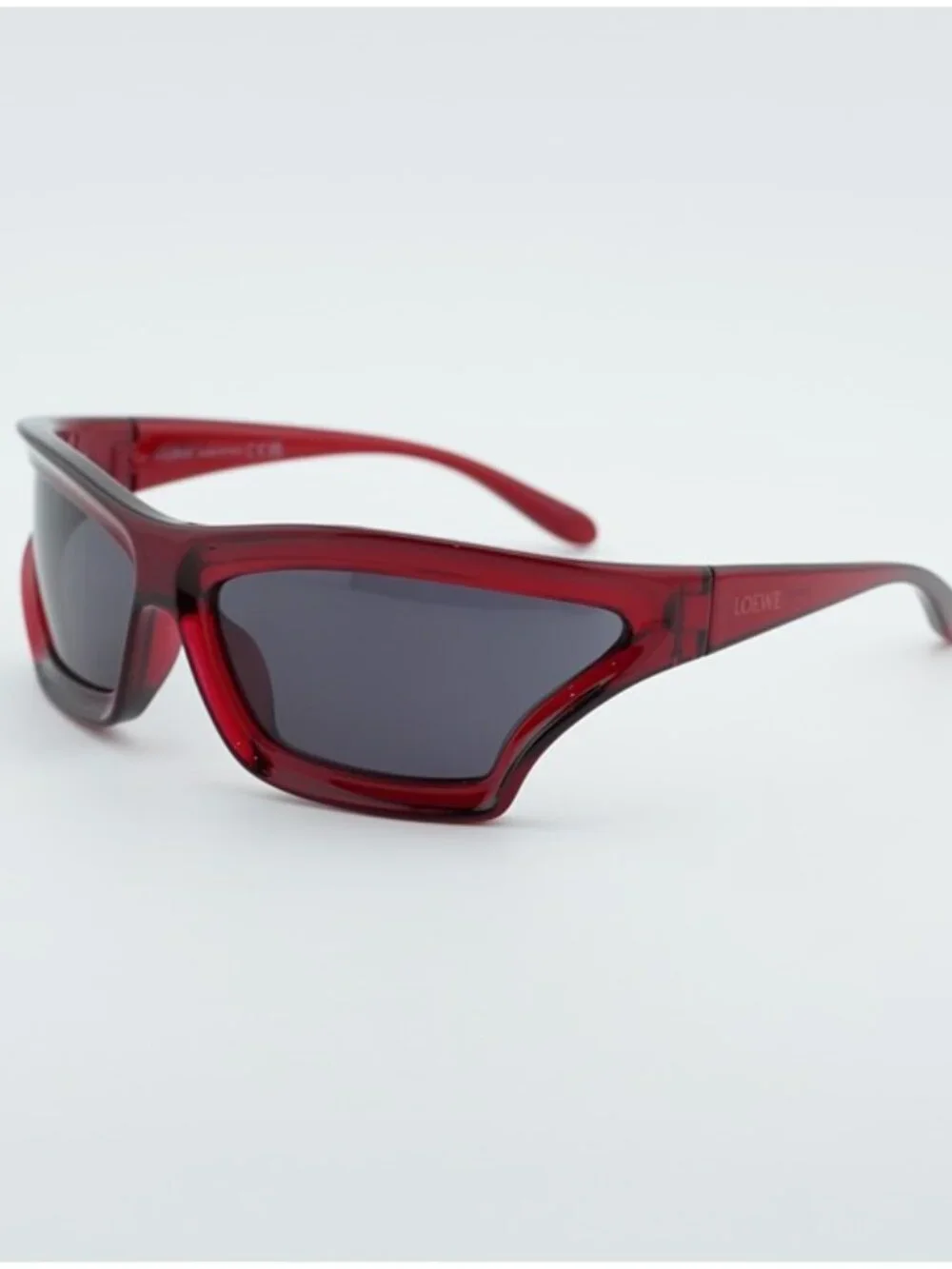 Loewe LW40143U 66A Sunglasses Shiny Red Rectangle Frame, Grey Lenses